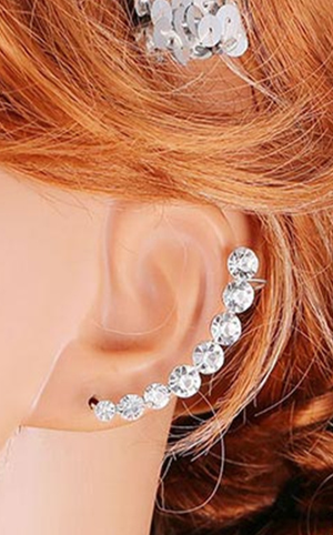 Caterpillar Statement Earrings - 7 Stud Crystal Cuffs Lightweight