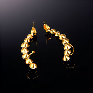 Caterpillar Statement Earrings - 7 Stud Crystal Cuffs Lightweight