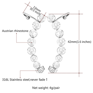 Caterpillar Statement Earrings - 7 Stud Crystal Cuffs Lightweight