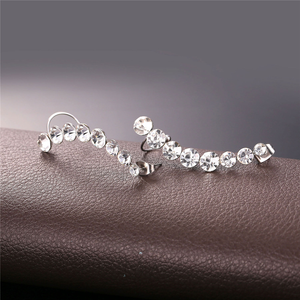 Caterpillar Statement Earrings - 7 Stud Crystal Cuffs Lightweight